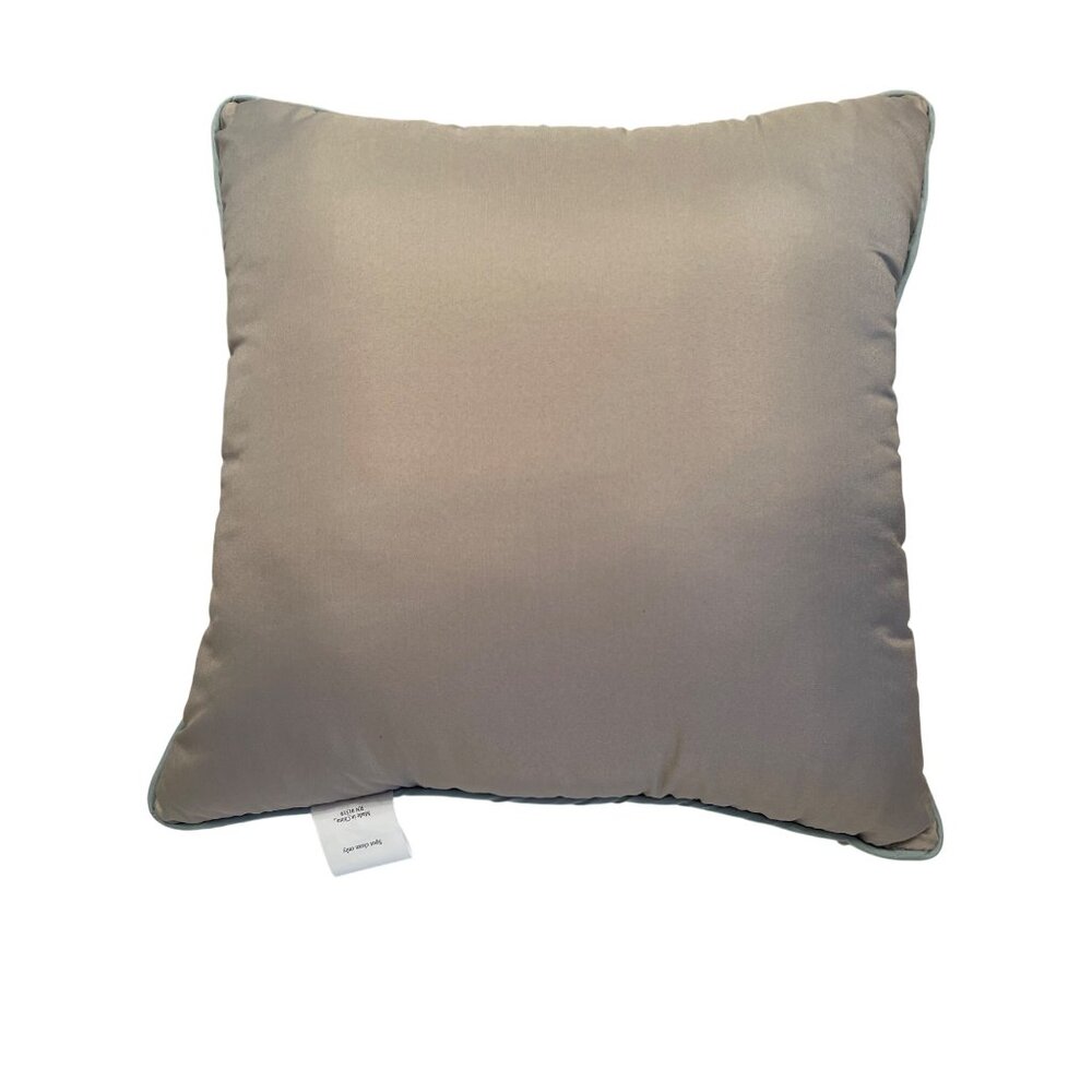 Designer Throw Pillow Embroidered India Square Exotic Beige Taupe Cushion 18x18 - Picture 5 of 8